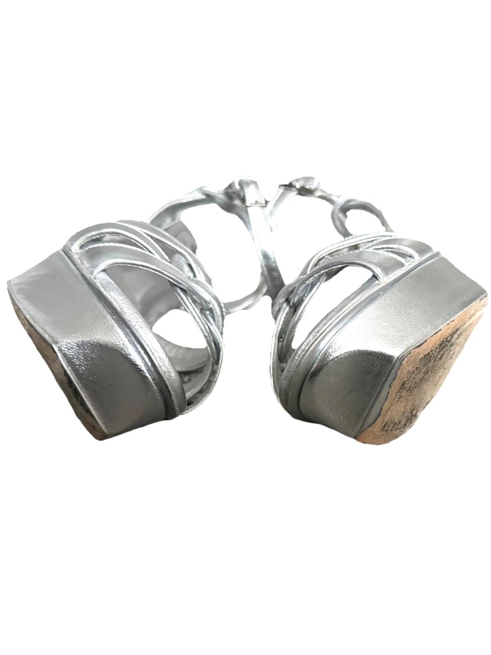 Yves Saint Laurent Metallic Silver Tribute Platform Stiletto Sandals Size 36/6 - Picture 7 of 12